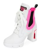Leather/neoprene Lace-up Booties