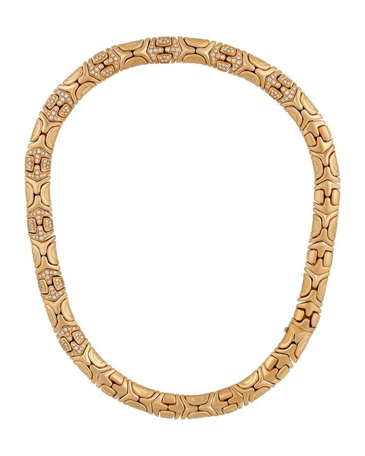 18k Yellow Gold Diamond Pave Necklace