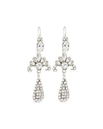 Silvertone Deco Crystal Dangle Earrings
