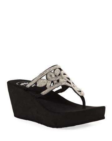 Vanessa Embellished Platform Thong