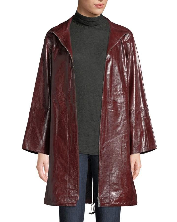 Minerva Zip-front Lacquered Lambskin