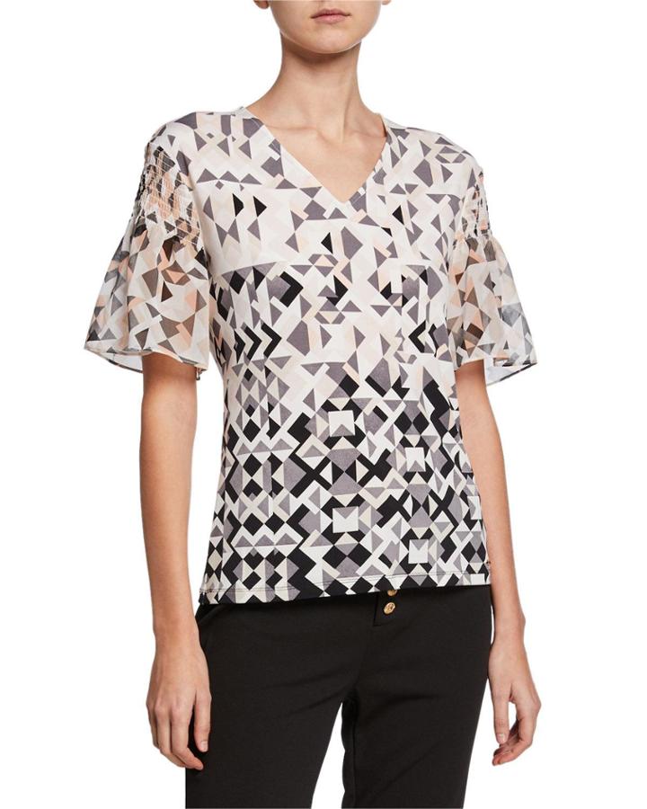 Printed V-neck Blouse