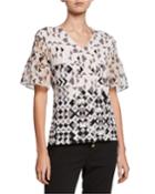 Printed V-neck Blouse
