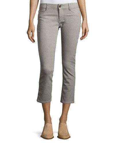 Striped High-rise Crop Jeans,