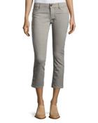 Striped High-rise Crop Jeans,