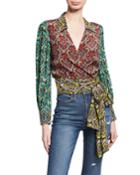 Omega Blouson-sleeve Wrap Top