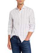 Men's Striped Poplin Sport Shirt W/ French Collar