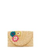 Woven Straw Floral Clutch Bag