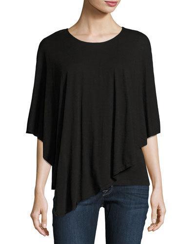 Casper Asymmetric-hem Poncho Top, Black