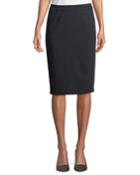 Side-stitch Pencil Wool-blend Knee-length