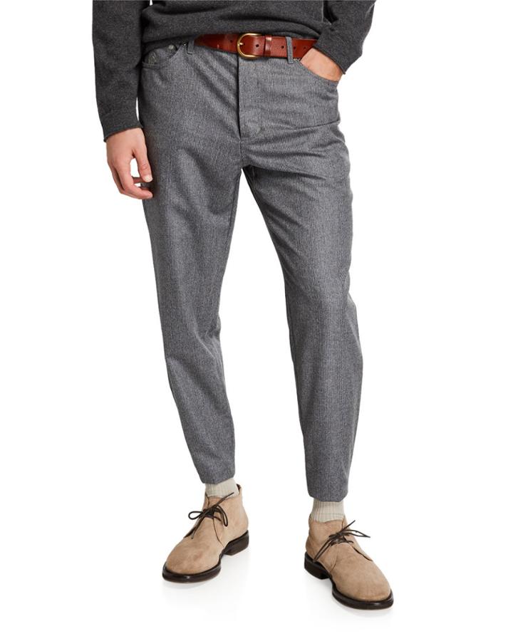 Men's Traditional Chalk-stripe Flannel Pants