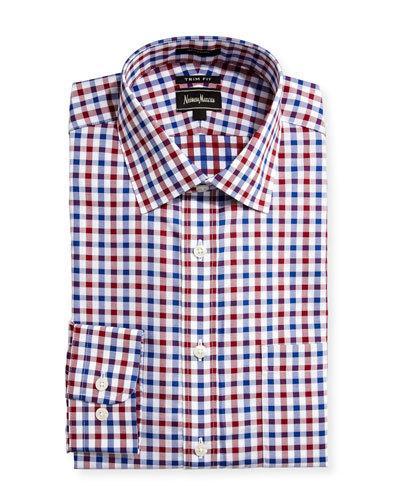 Trim-fit Regular-finish Plaid-print Dress