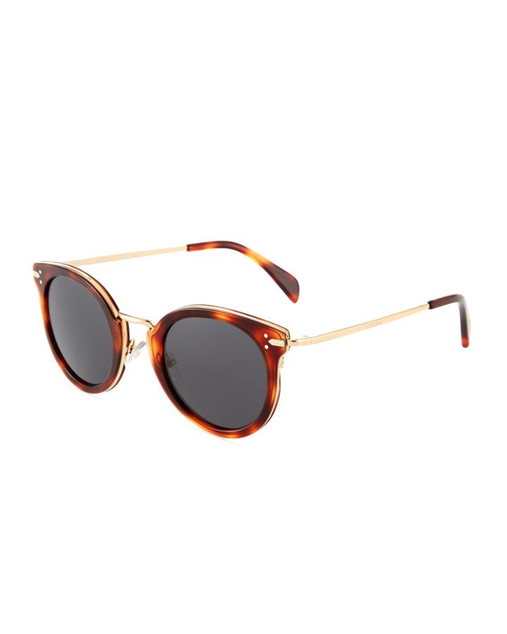 Oversized Round Metal/acetate Havana