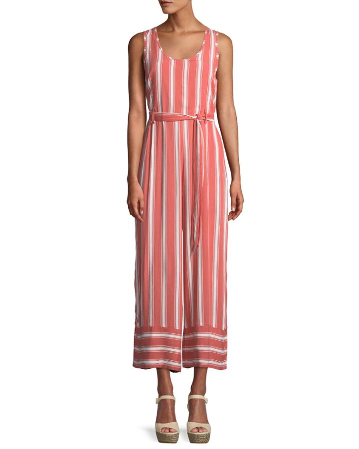 Striped Cross-back Jumpsuit