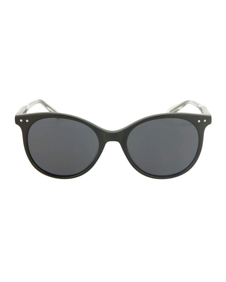 Cat-eye Round Acetate Sunglasses With Pin Detail