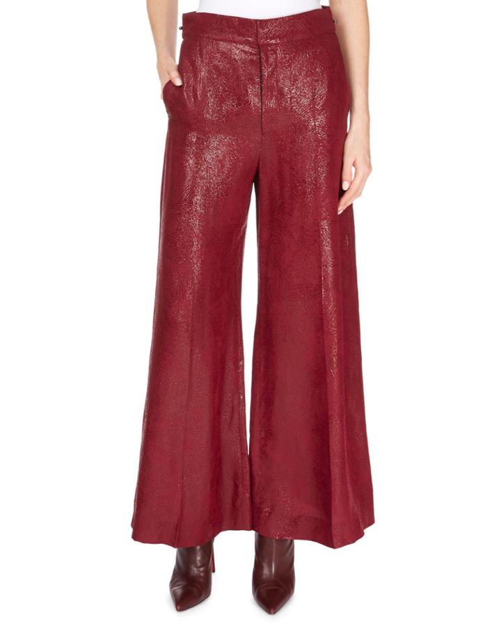 Costello Metallic Full-leg Cropped Pants