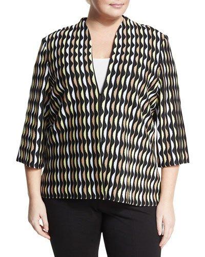 Wave-pattern Knit Jacket, Multi,