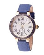 40mm Astor Enamel Watch W/ Leather Strap, Blue/yellow Golden
