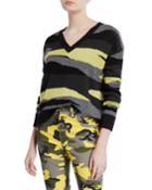Slouchy Camo-print V-neck