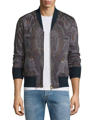 Paisley-print Zip-up Bomber Jacket,