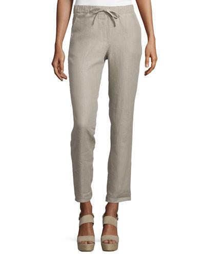 Linen Drawstring-waist Pants