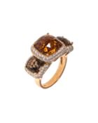 18k Rose Gold Diamond & 3-quartz Cocktail Ring,