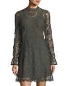 Long-sleeve Lace Fit-&-flare Dress