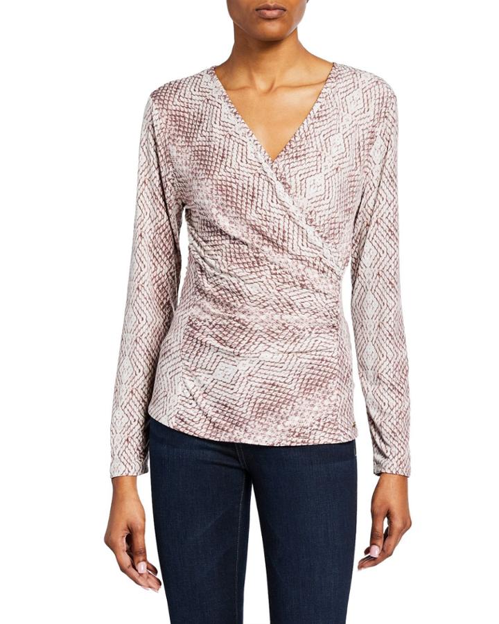 Snakeskin-printed Wrap Top