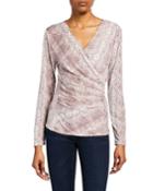Snakeskin-printed Wrap Top