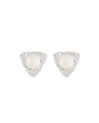 14k Triangular Diamond & Pearl