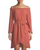 Get Me To The Greek Off-the-shoulder Tie-waist Dress