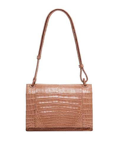 Small Crocodile Shoulder Bag, Beige N1