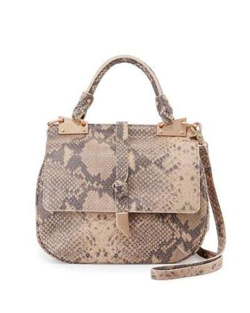 Dione Cerberus Snake-embossed Leather Saddle Bag, Crush