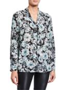 Floral-print Neck-tie Button Down Top