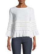 Taner Lace-trimmed Bell-sleeve Blouse