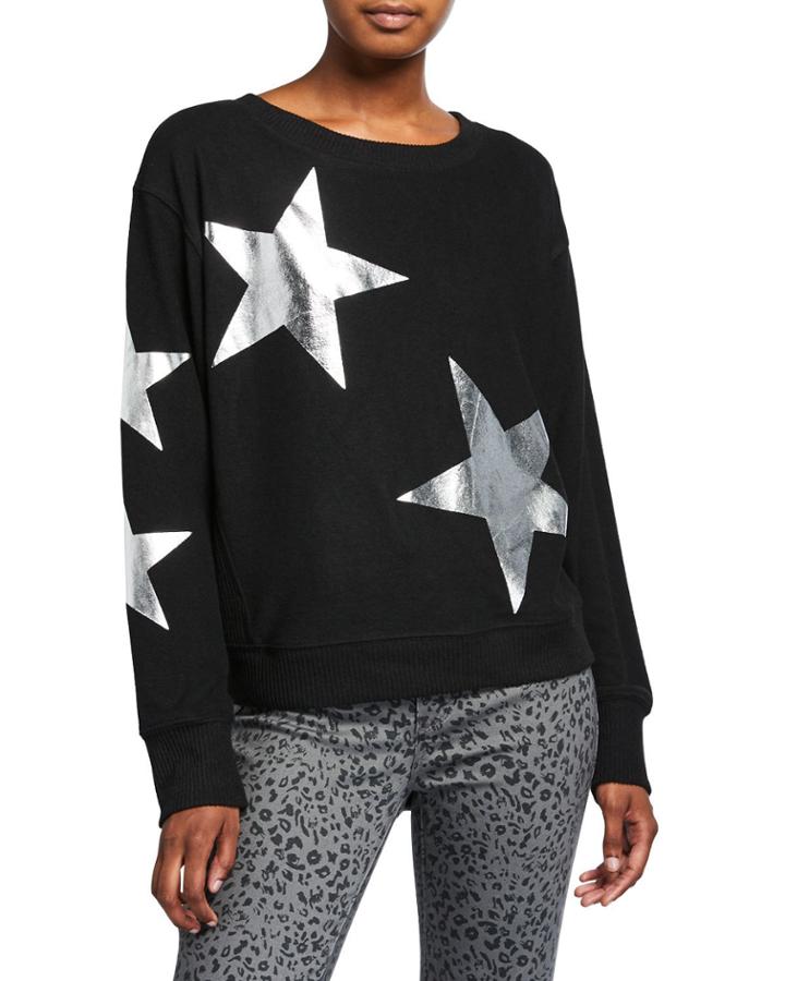 Jumbo Metallic Star Dolman-sleeve