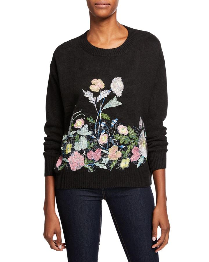 Floral Embroidered Pullover