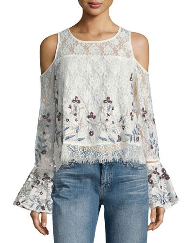 Cold-shoulder Embroidered