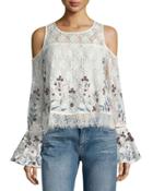 Cold-shoulder Embroidered
