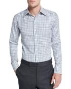 Tattersall Check Dress Shirt, White/blue