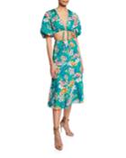 Floral-print Two-piece Tie-front Crop Top &