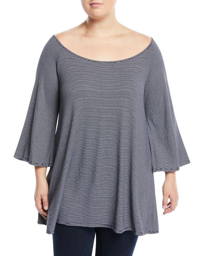 3/4-sleeve Striped Tee,
