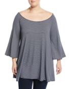 3/4-sleeve Striped Tee,