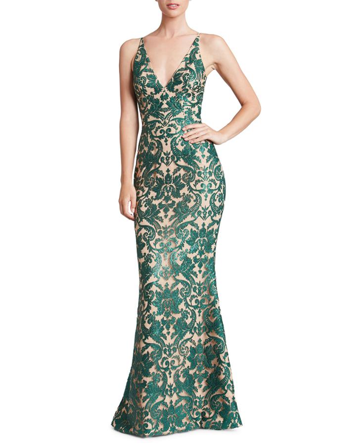 Karen Sequined-lace Evening Gown