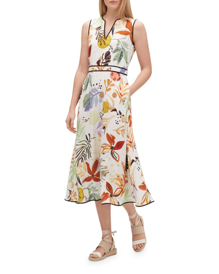 Janelle Fiore-print Sleeveless Drape Cloth