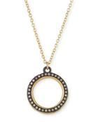 Old World Midnight Pav&eacute; Diamond Circle Pendant Necklace