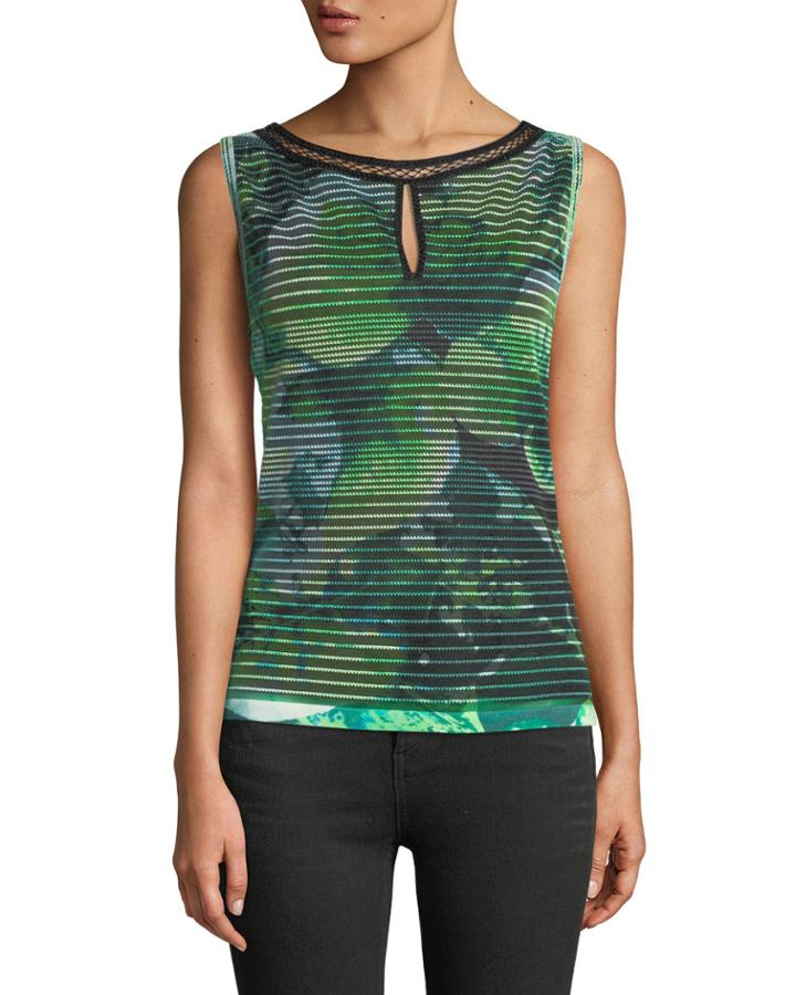 Embroidered-stripe Printed