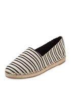 Laila Striped Canvas Espadrille Flat, Black/white