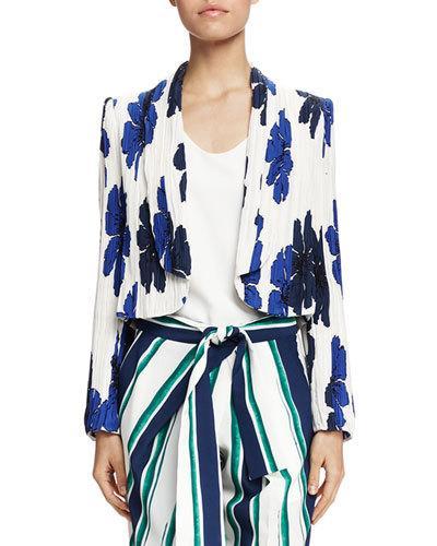 Crinkled Floral-print Jacket
