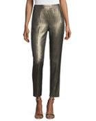 Emma Metallic Tweed Cropped Pants, Gold/multi